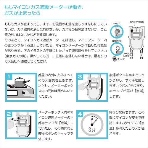 もしマイコンガス遮断メーターが働き、ガスが止まったら